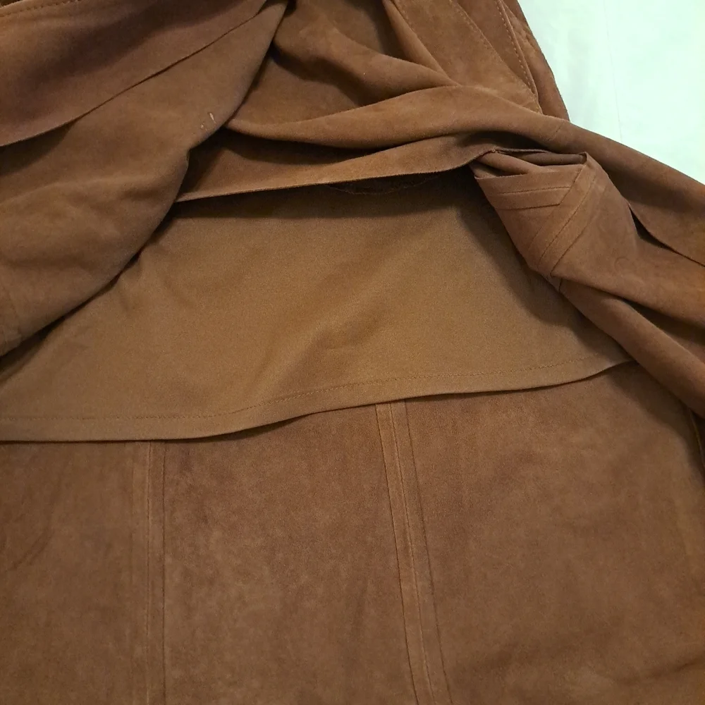 White House Black Market Skirt Suede A Line Wrap Brown Size 0 EUC - Picture 5 of 9